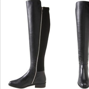 MICHAEL KORS Black Leather Riding Bromley OTK Boot